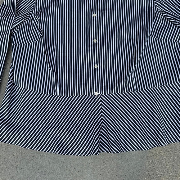 Lauren Ralph Lauren Women's Black White Stripe Button Down Shirt Size 18W - Picture 3 of 9